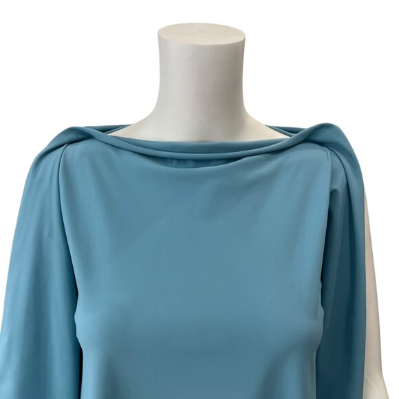 Maria Pinto 2023S Blue Boat Neck Hot Time In The City Drape Mini Dress size XS - Picture 2 of 7